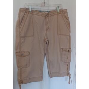 Levi's Cargo Cropped Pants Women's Sz 12 Tan Button & Zip Summer Hike 0063